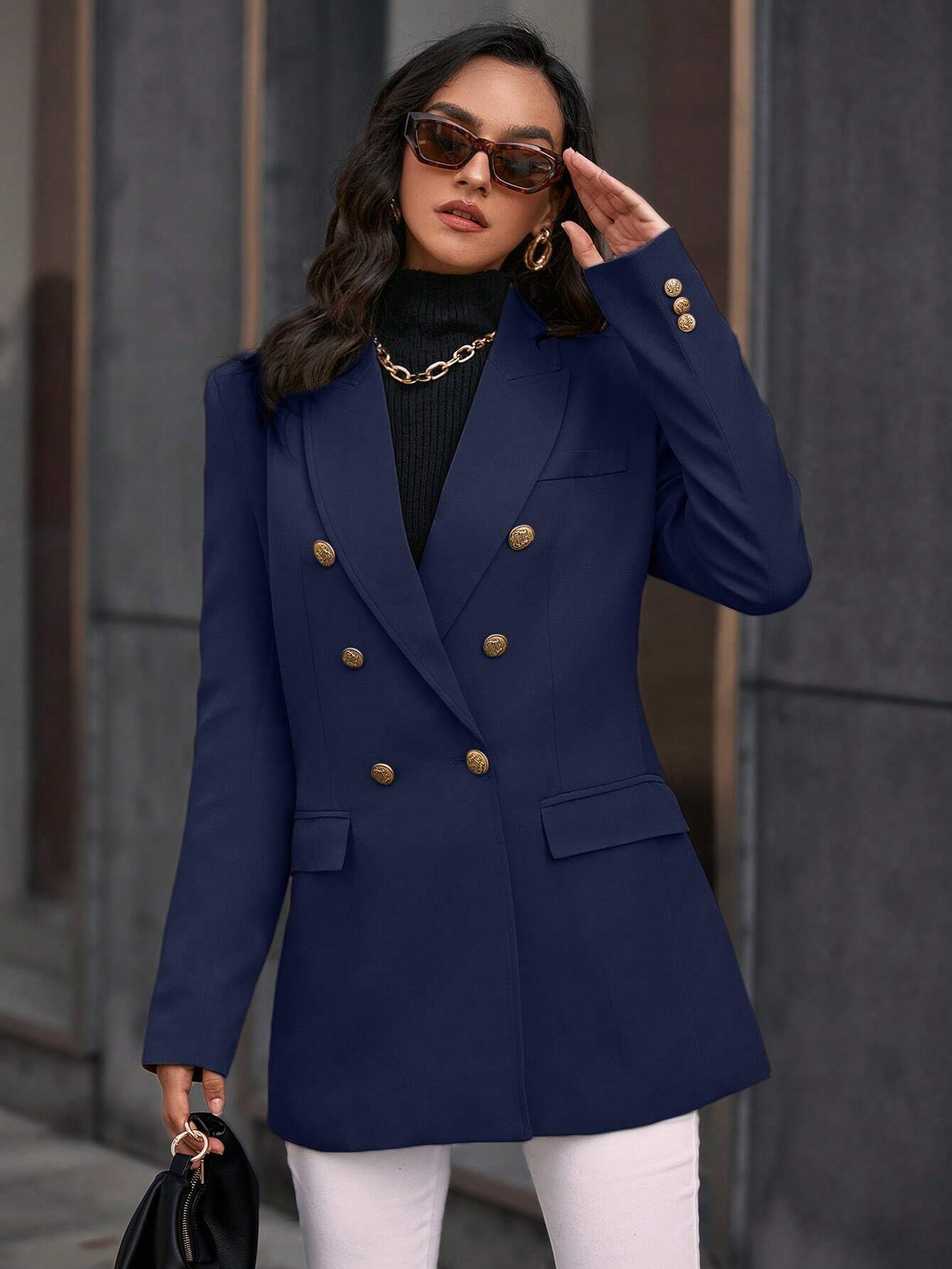 Blazer Feminino Alongado Azul