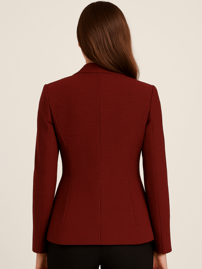 Blazer Feminino Elegante Retrô Gola Longa e Manga Longa Vermelho