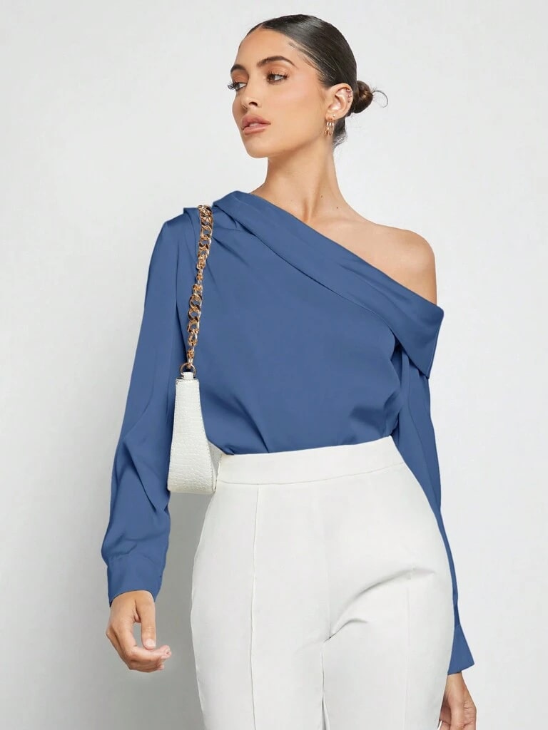 Blusa Feminina Azul Manga Longa Praga