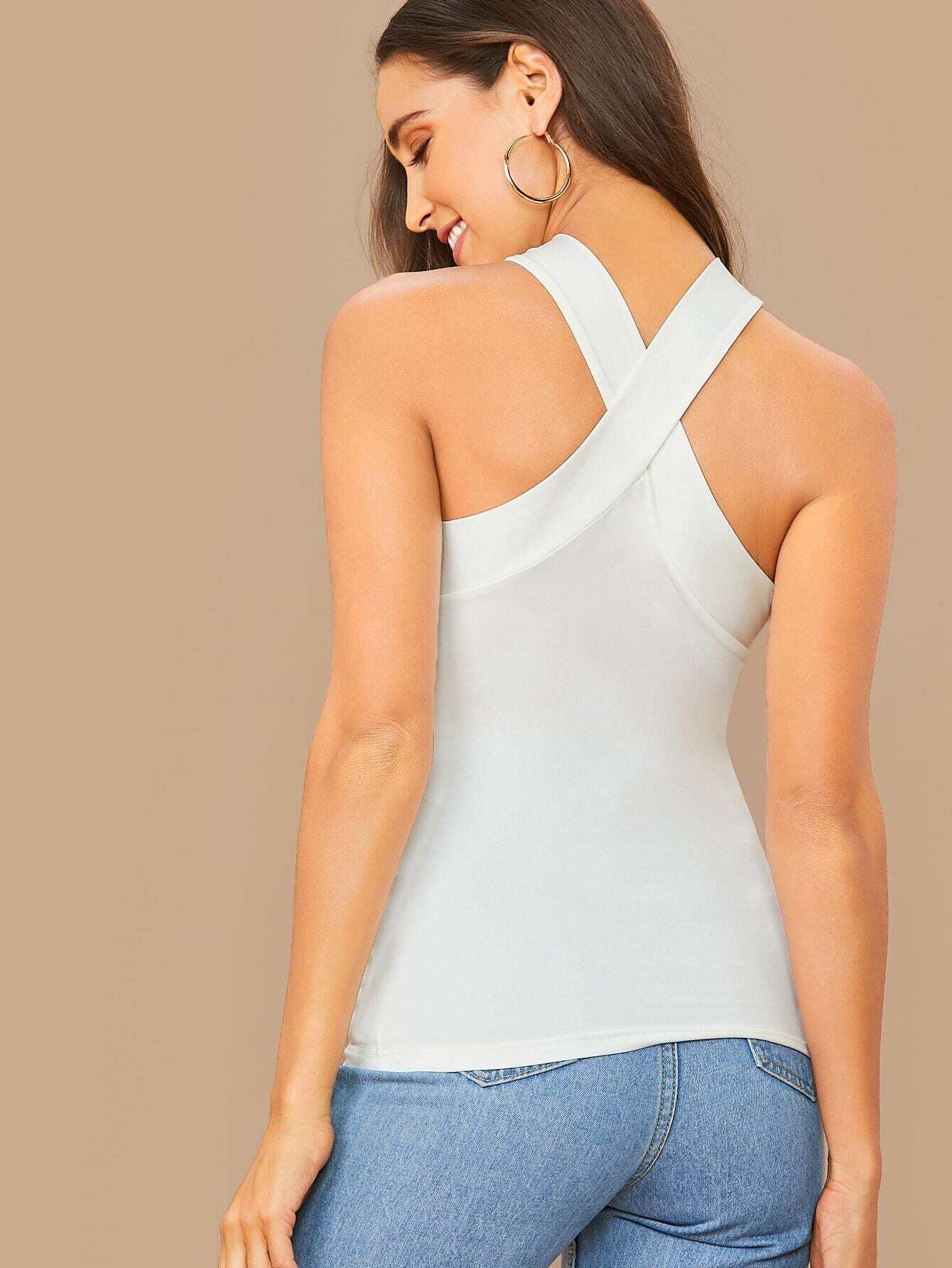 Blusa Feminina Branca Gola Transpassada