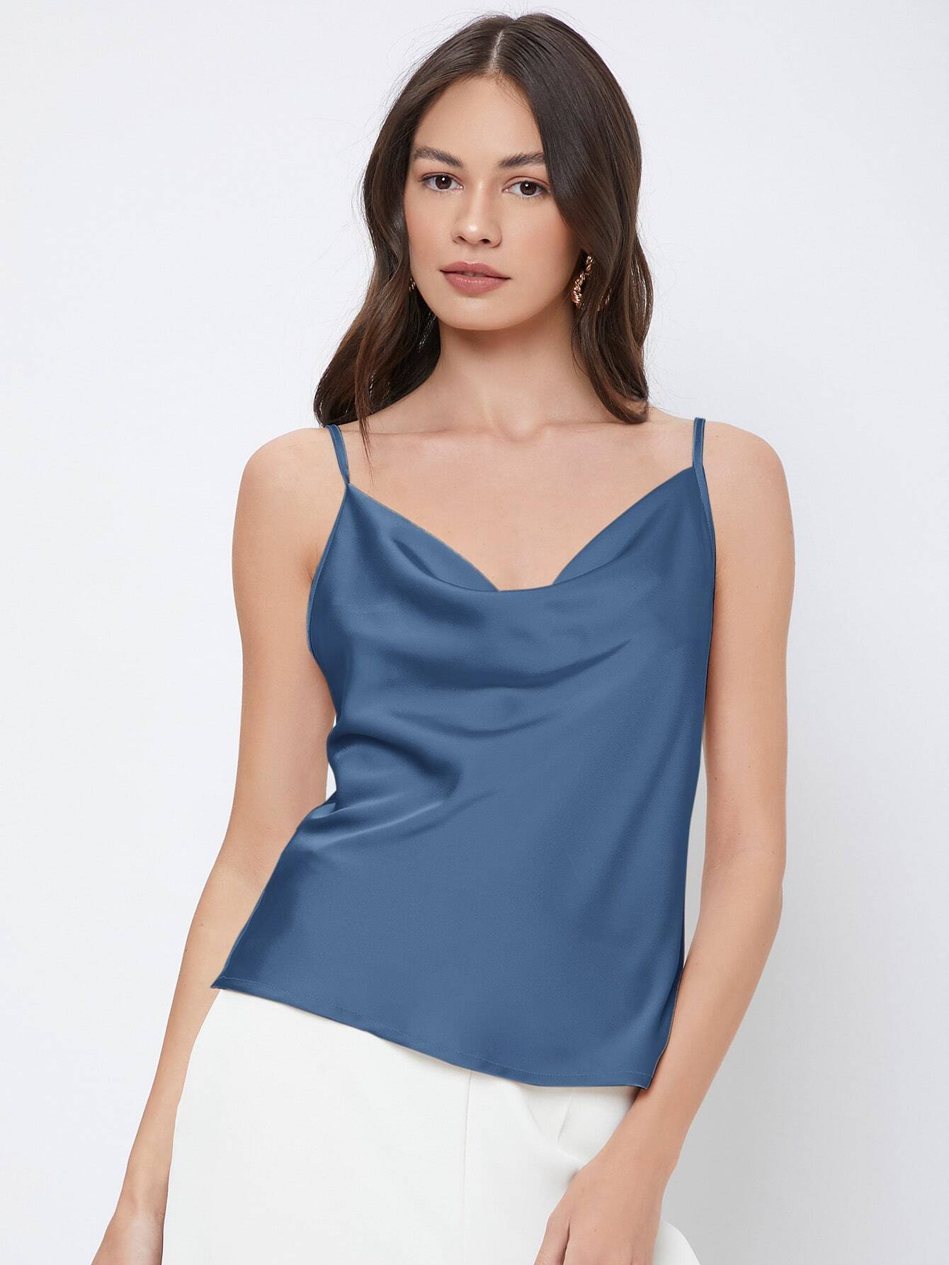Blusa Feminina Regata Azul Modelo Social