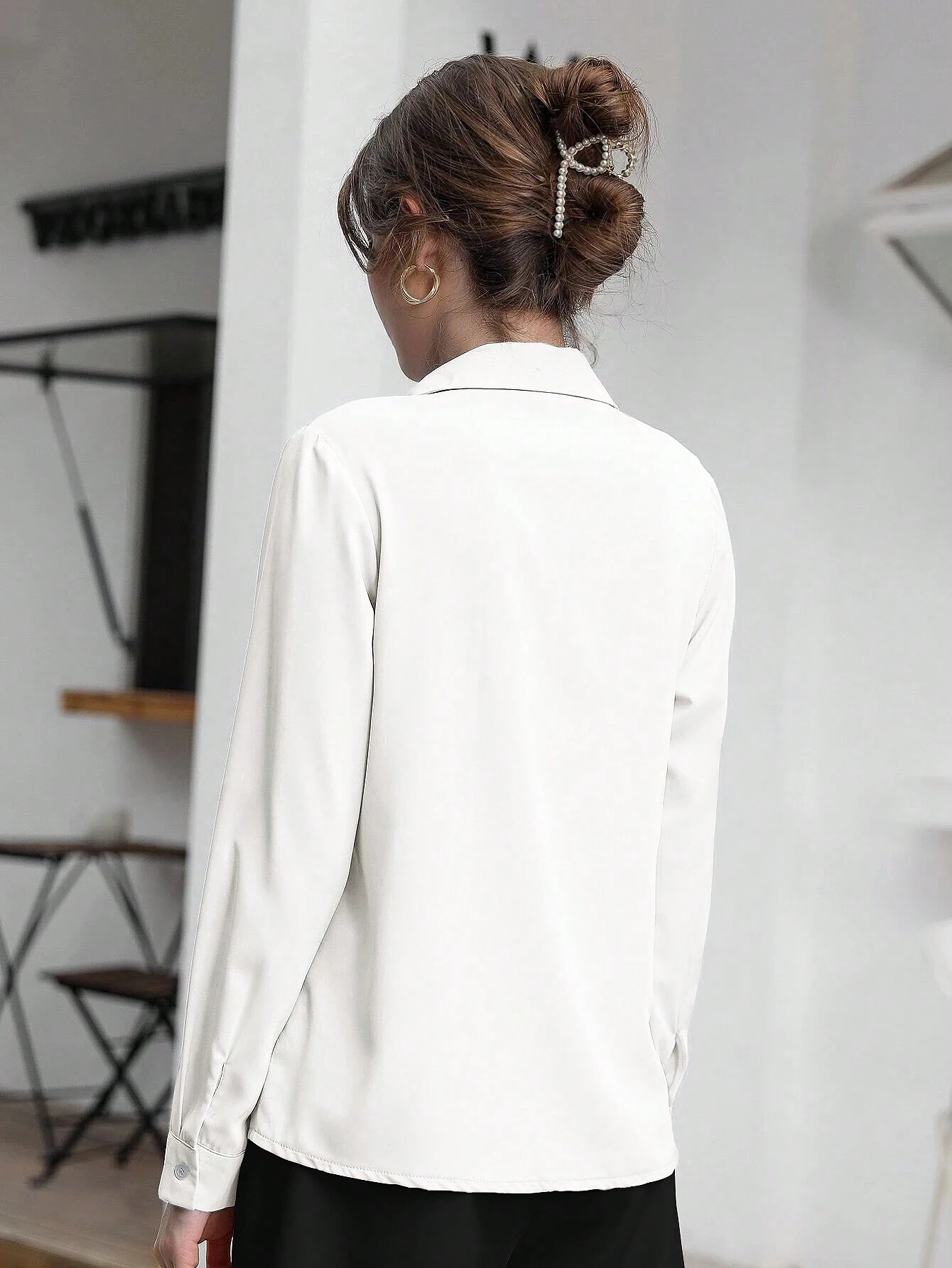 Blusa Feminina Social Manga Longa Branca