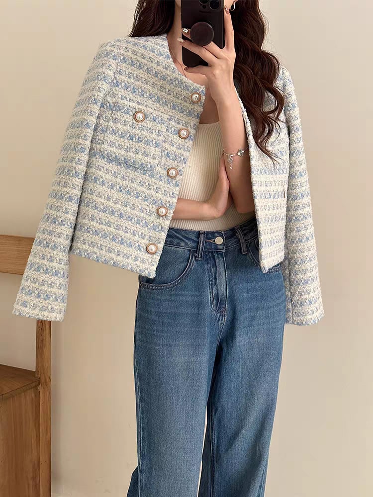 Casaco Feminino Azul Curto