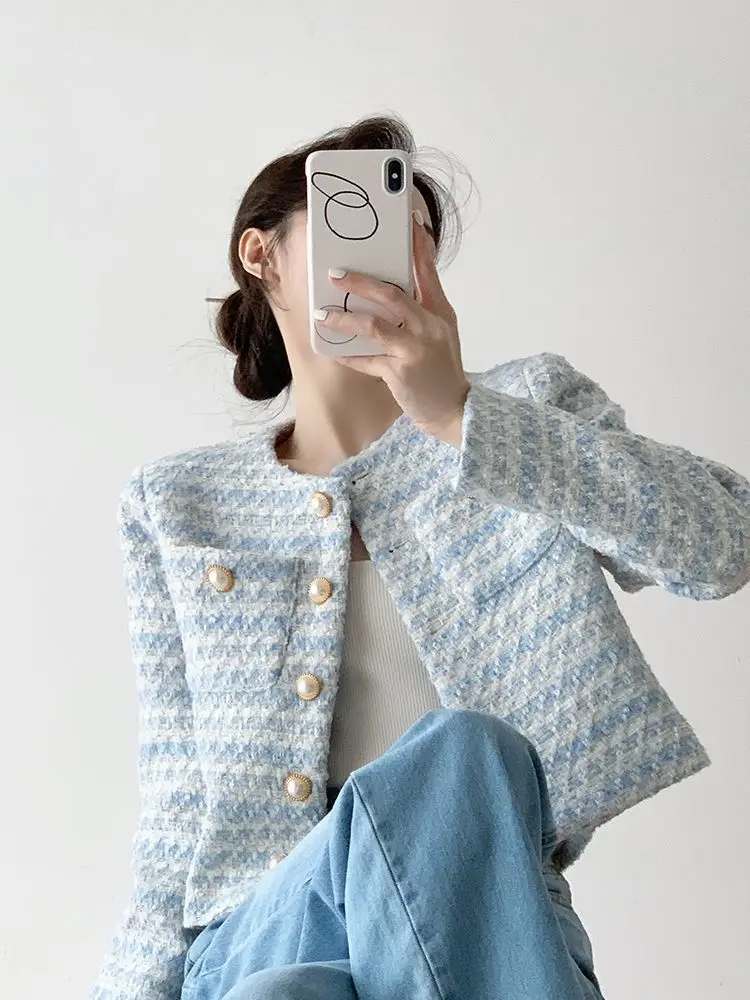 Casaco Feminino Azul Curto