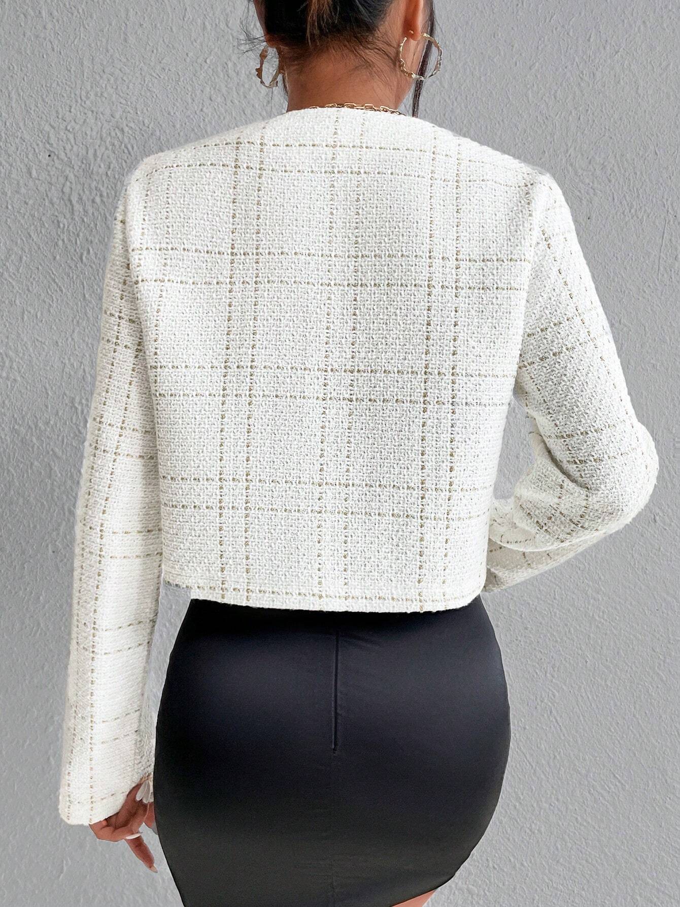Casaco Feminino Branco Xadrez