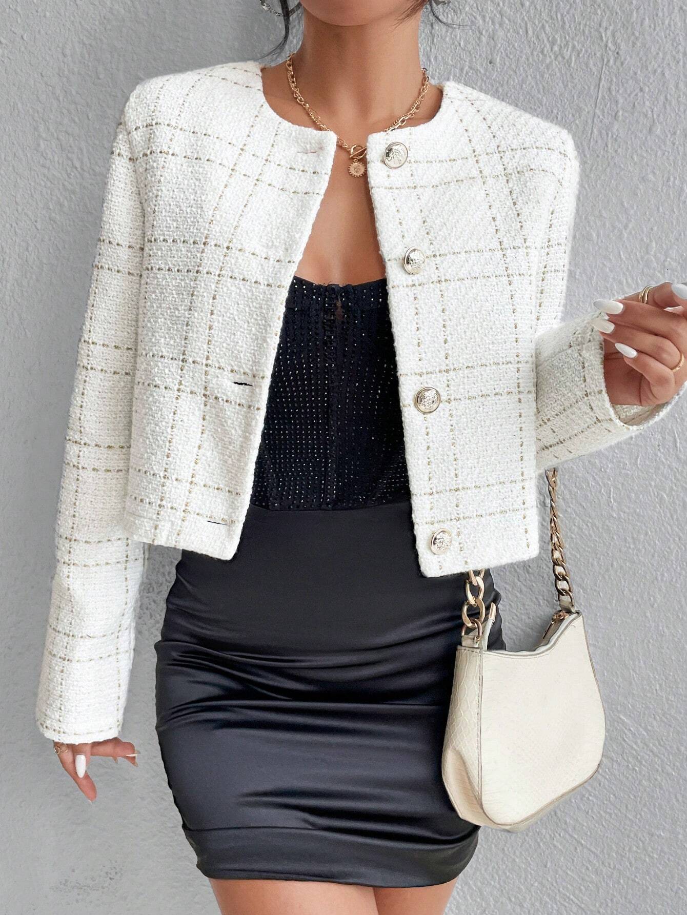 Casaco Feminino Branco Xadrez