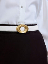 Cinto Feminino De Couro Genuíno Fivela Elegante Branco
