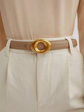 Cinto Feminino De Couro Genuíno Fivela Elegante Damasco