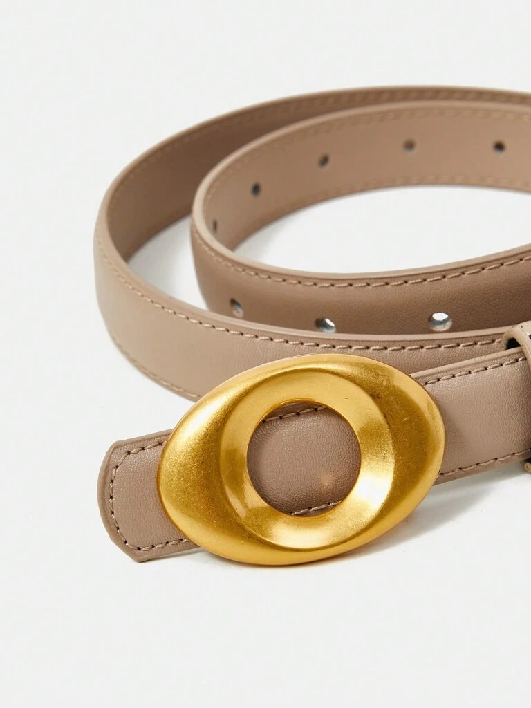 Cinto Feminino De Couro Genuíno Fivela Elegante Damasco