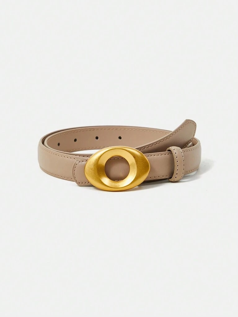 Cinto Feminino De Couro Genuíno Fivela Elegante Damasco