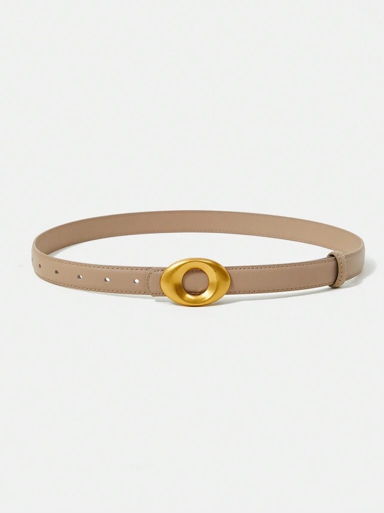 Cinto Feminino De Couro Genuíno Fivela Elegante Damasco
