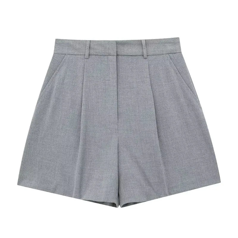 Conjunto Feminino Decote em V Cintura Alta Cinza Gabi