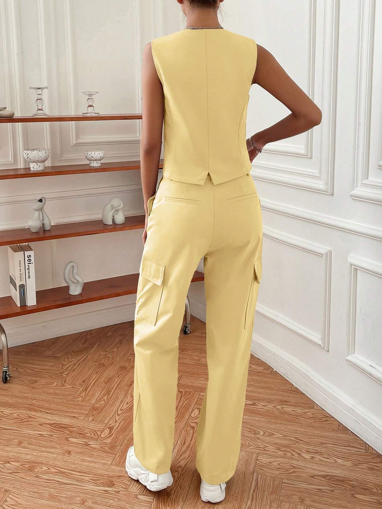 Conjunto Feminino Elegante Amarelo Lua