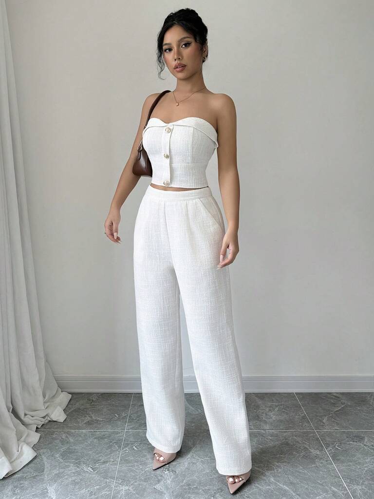 Conjunto Feminino Linho Branco Antonella