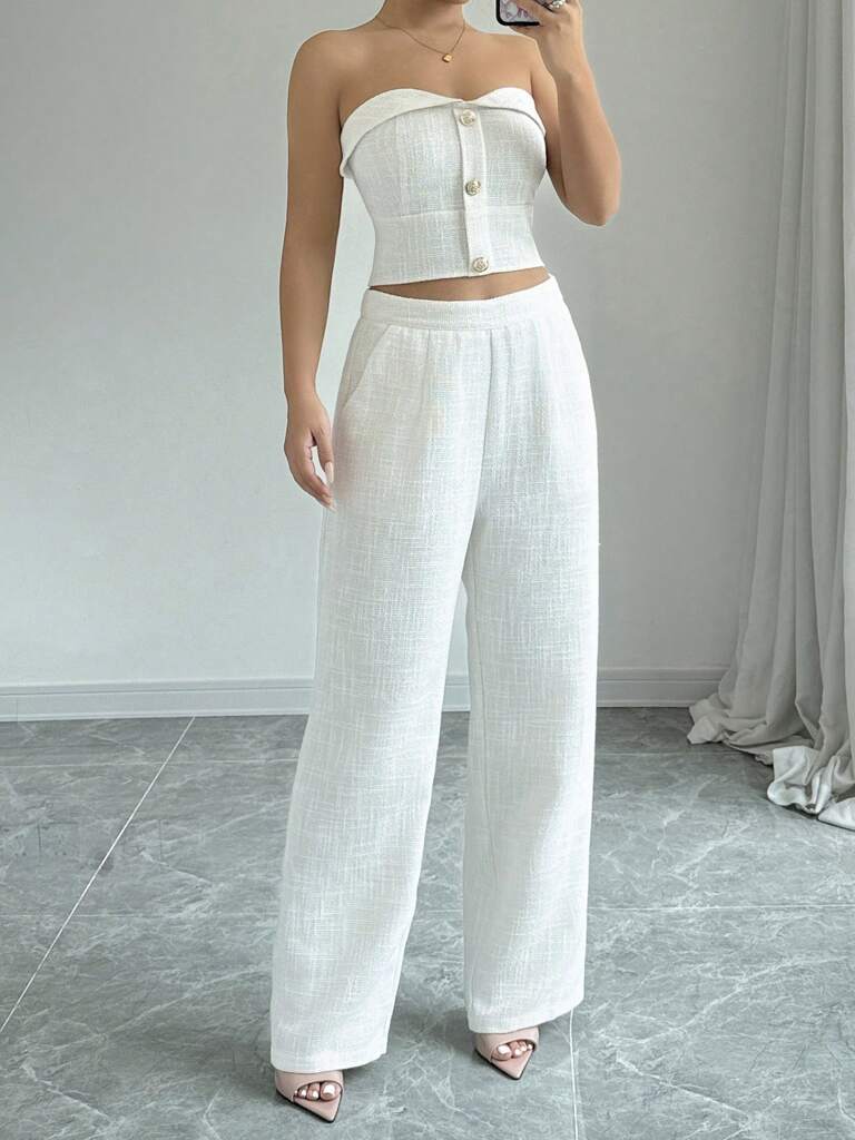 Conjunto Feminino Linho Branco Antonella