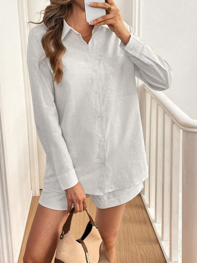 Conjunto Feminino Short e Blusa 100% Algodão Jasmine Branco