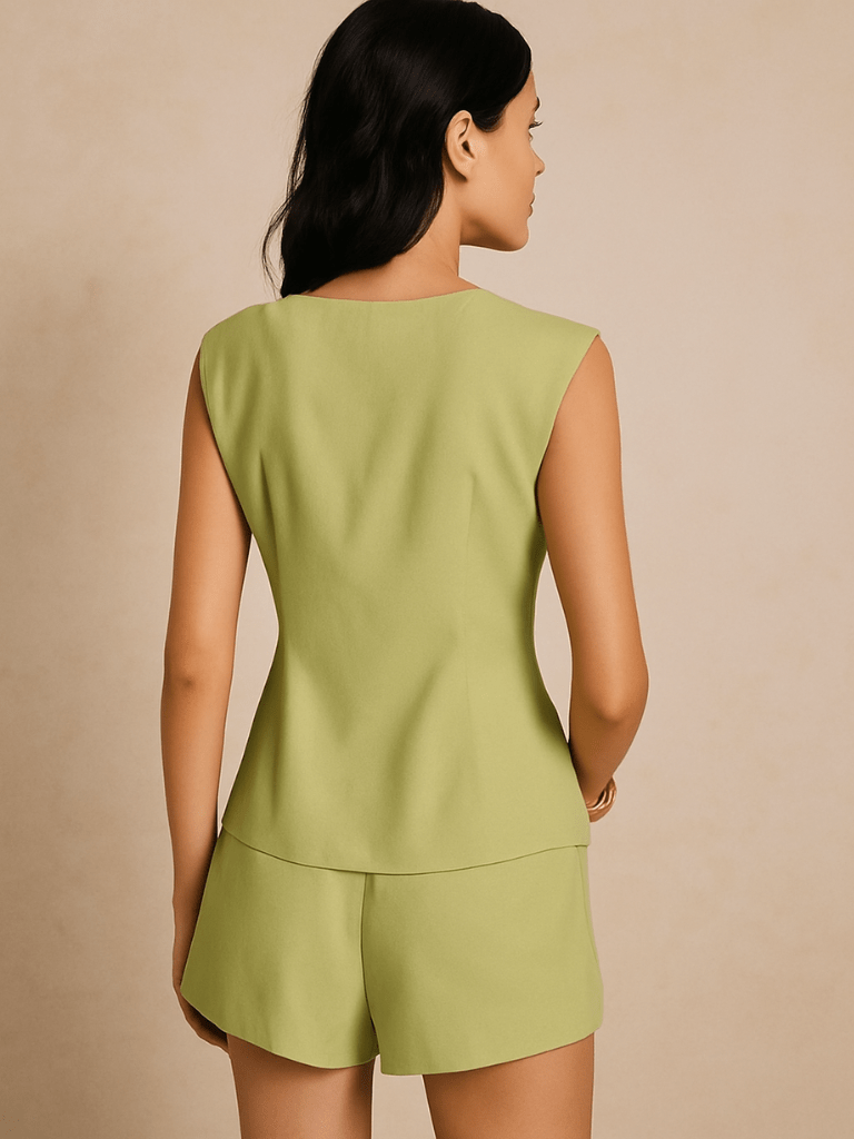 Conjunto Rafa no Linho Short e Colete Verde