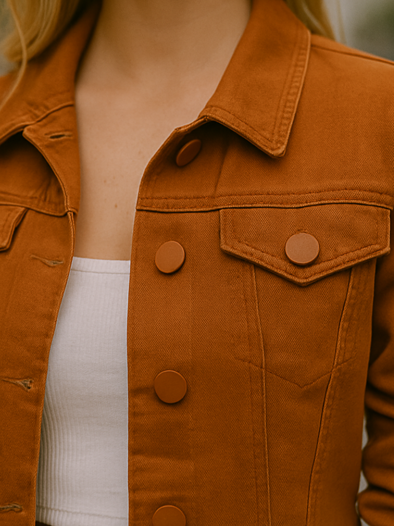 Jaqueta Feminina Jeans Marrom Rasgada