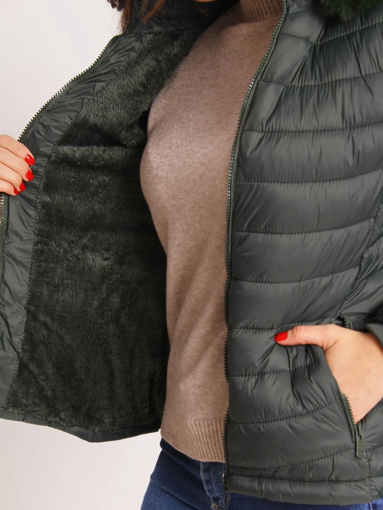 Jaqueta Feminina Puffer Com Forro Pelúcida