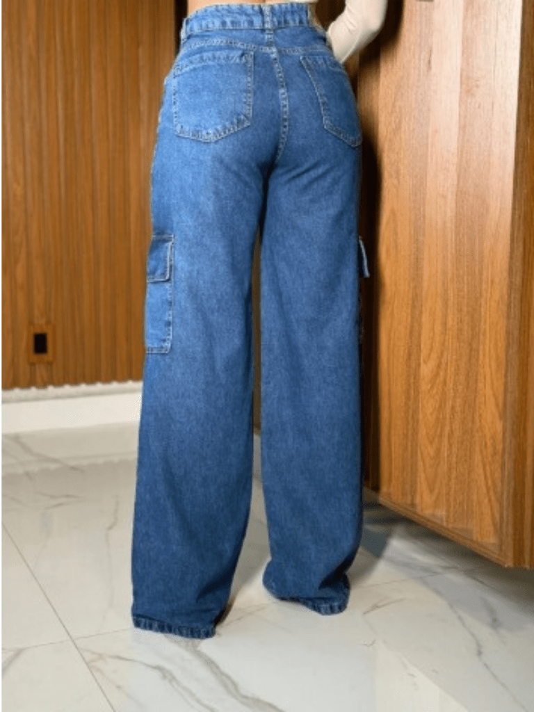 Jeans Calça Feminina Cargo Moda Street Tecido Premium Tulum