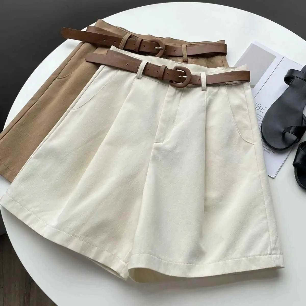Short Feminino Alfaiataria Com Cinto