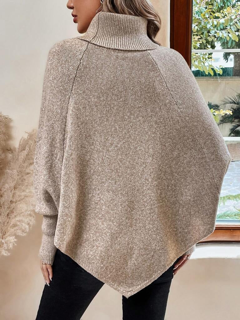 Suéter Feminino Gola Alta Manga Longa Caqui