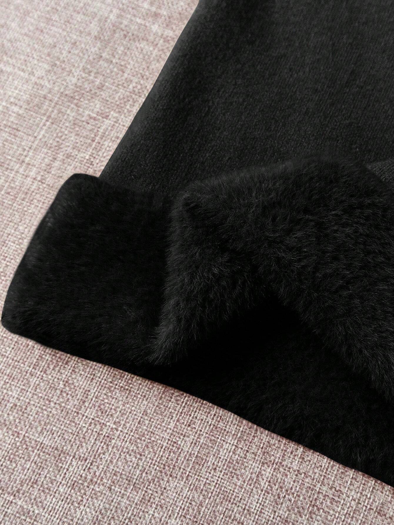 Suéter Feminino Tricot Gola Alta De Veludo Preto