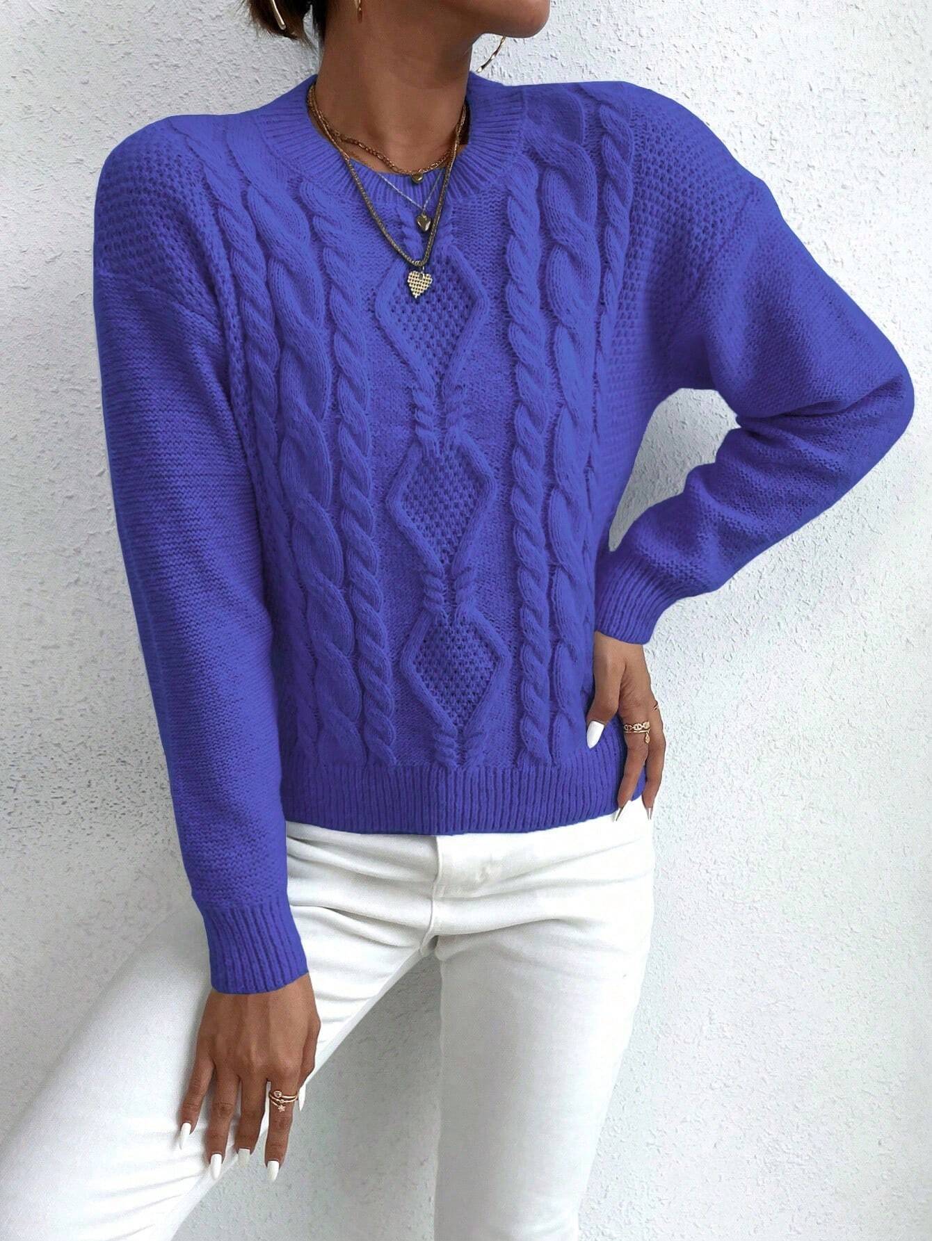Suéter Feminino Tricot Para Inverno Azul