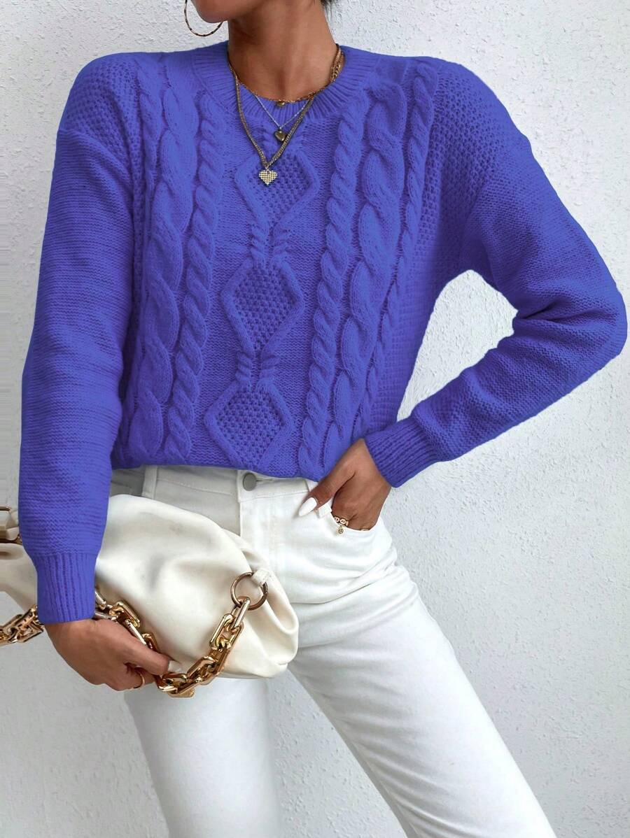 Suéter Feminino Tricot Para Inverno Azul