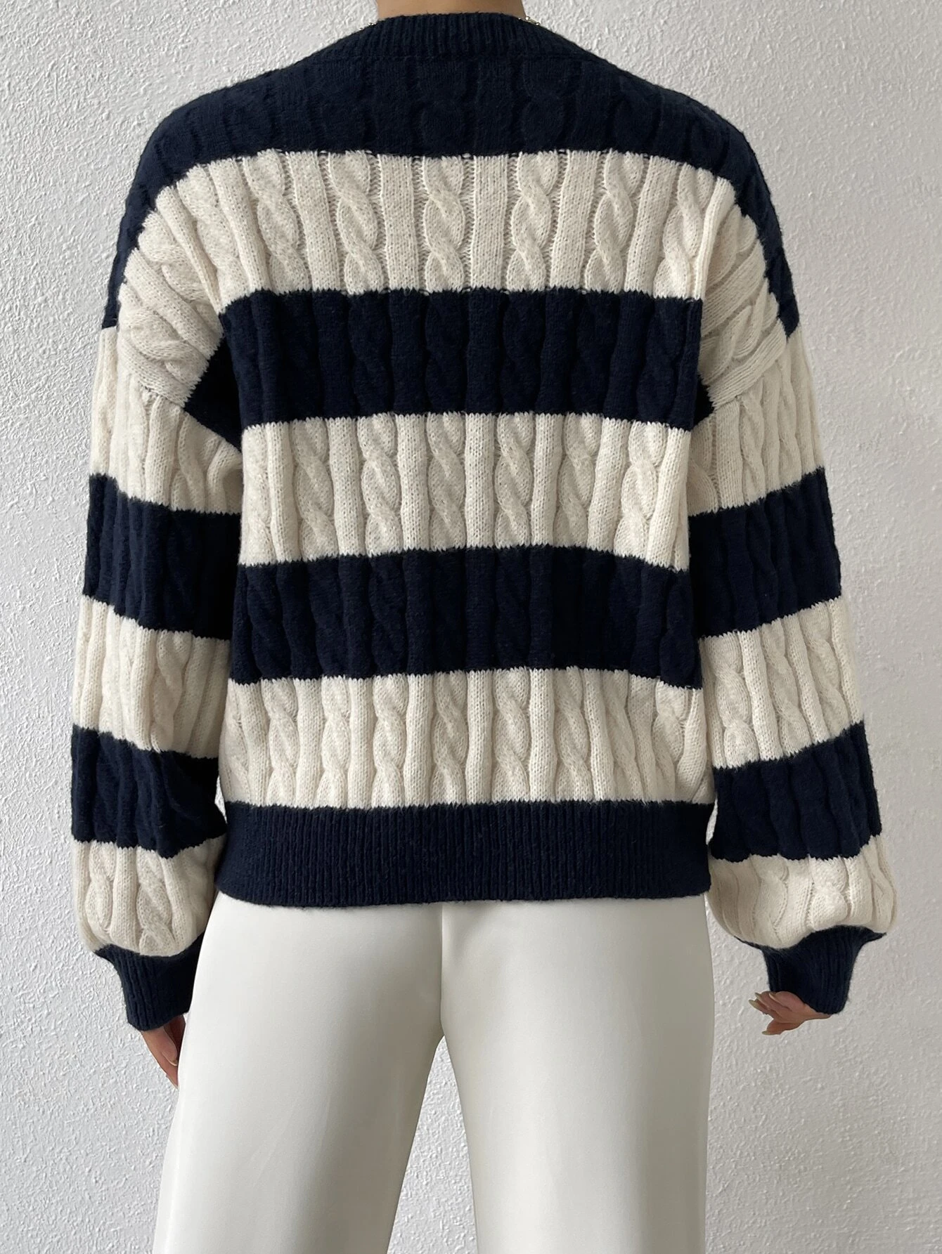 Suéter Feminino Tricot Para Inverno Azul Marinho
