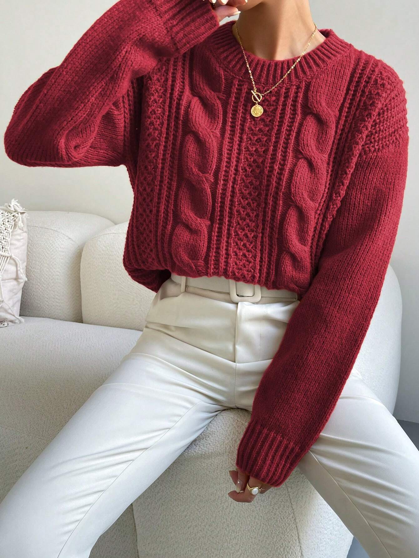 Suéter Feminino Tricot Para Inverno Vinho