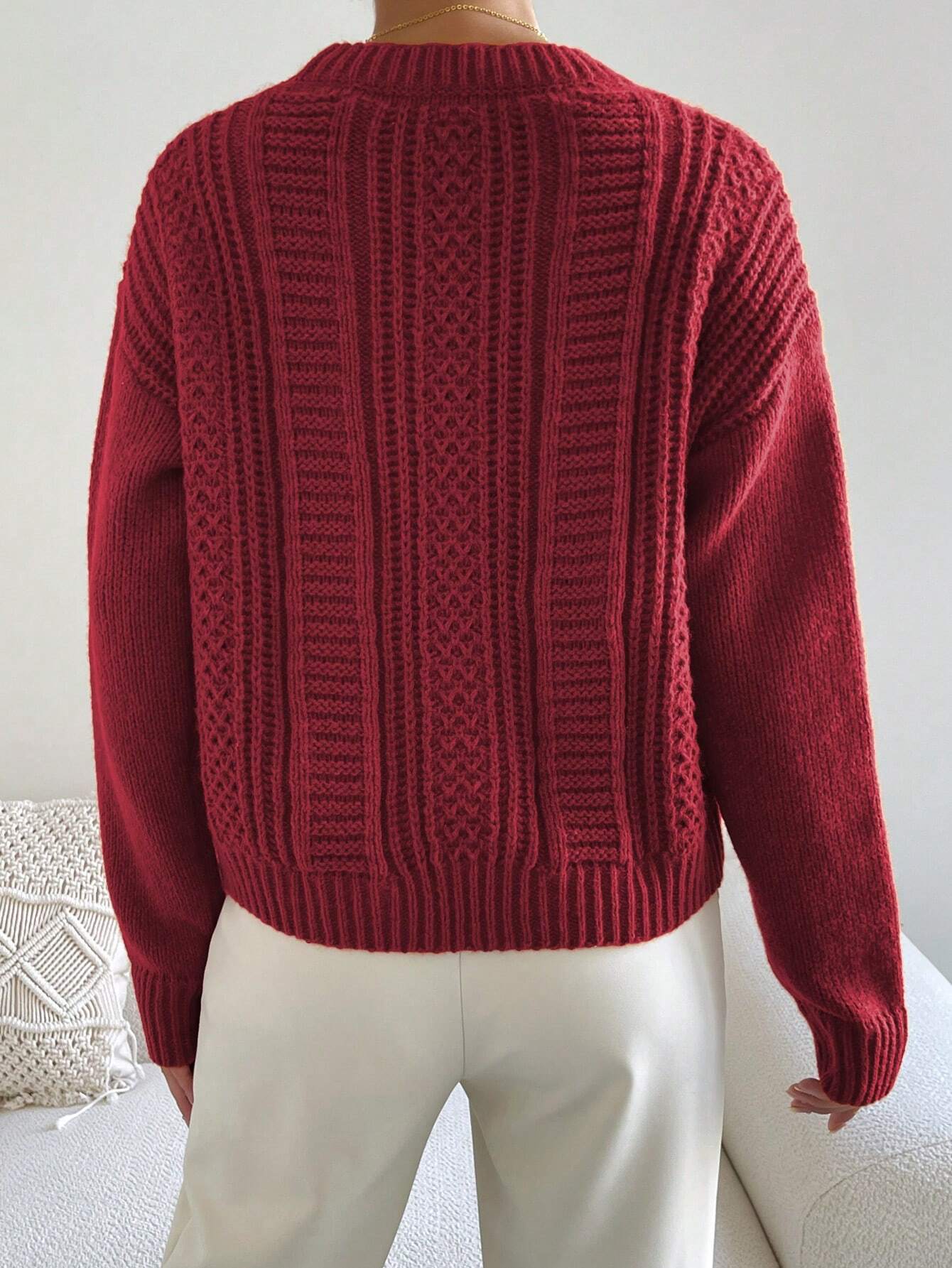 Suéter Feminino Tricot Para Inverno Vinho