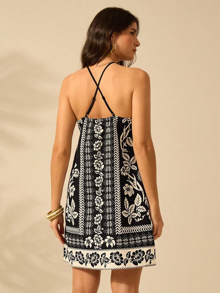 Vestido Curto Multicolorido Preto Vaduz
