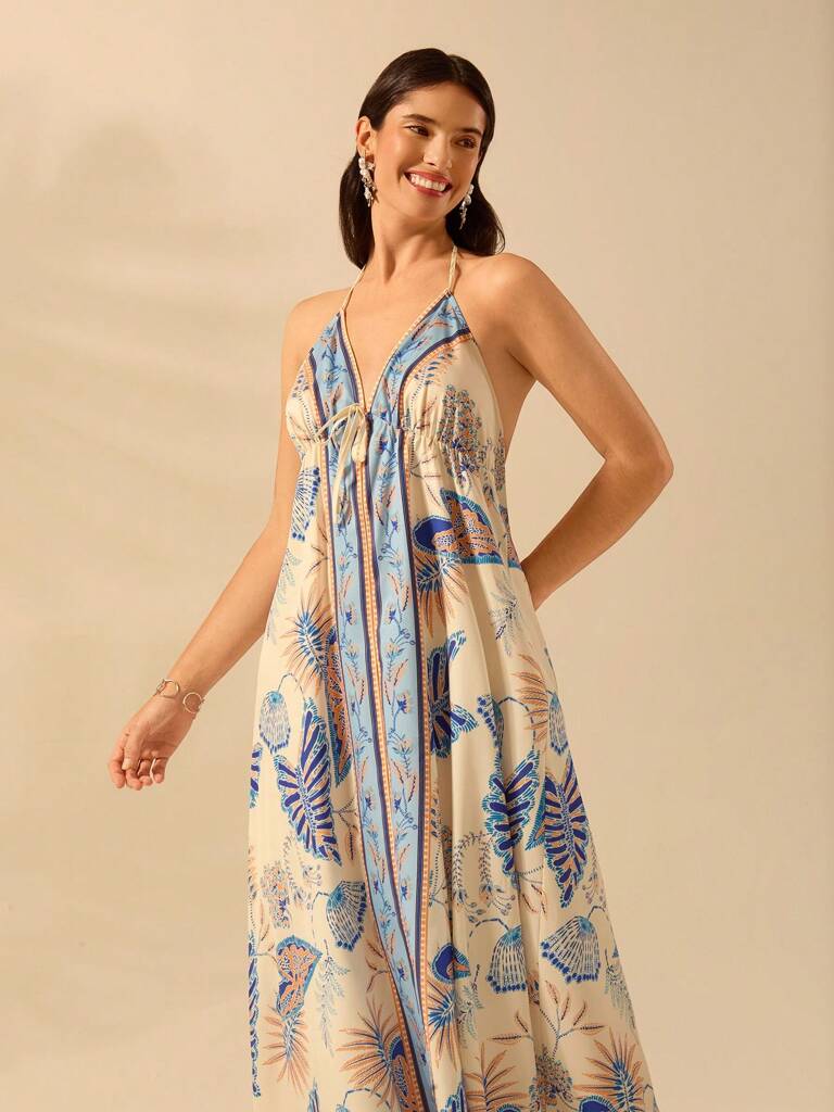 Vestido Longo Estampa Boho Tropical Rafaelly