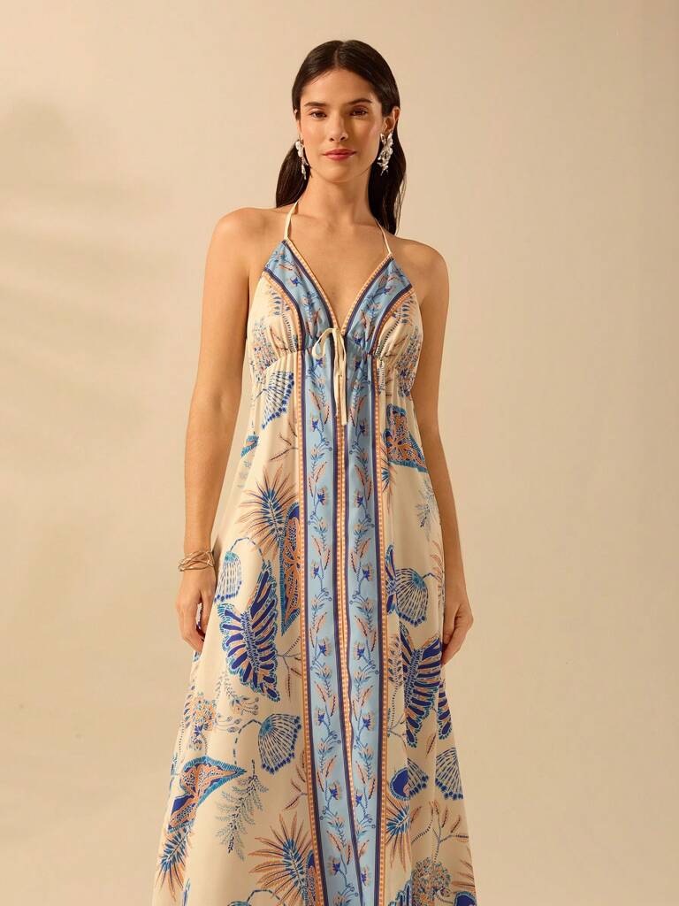 Vestido Longo Estampa Boho Tropical Rafaelly