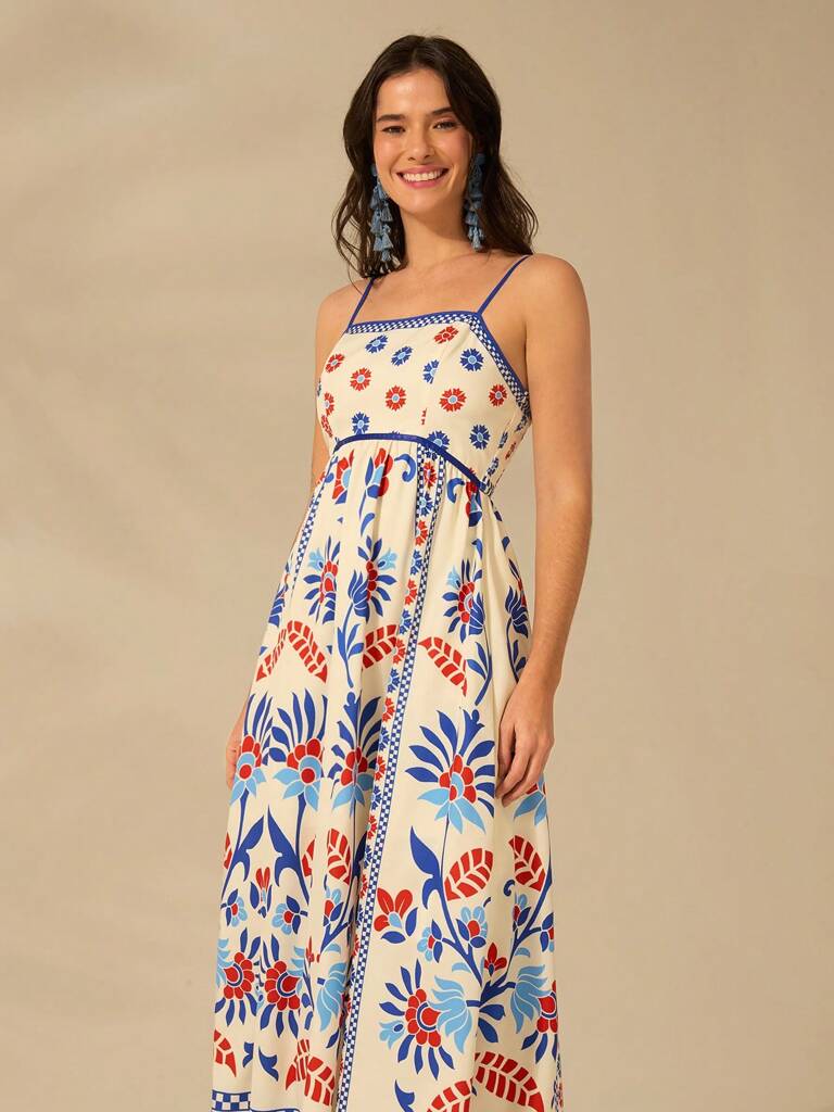 Vestido Longo Estampado Modelo Balli