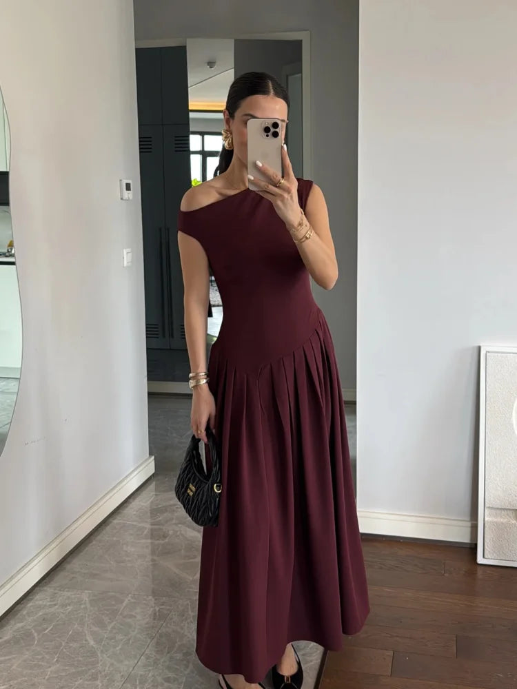 Vestido Longo Manga Curta Cabido Cintura Caroline