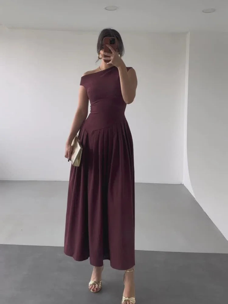 Vestido Longo Manga Curta Cabido Cintura Caroline