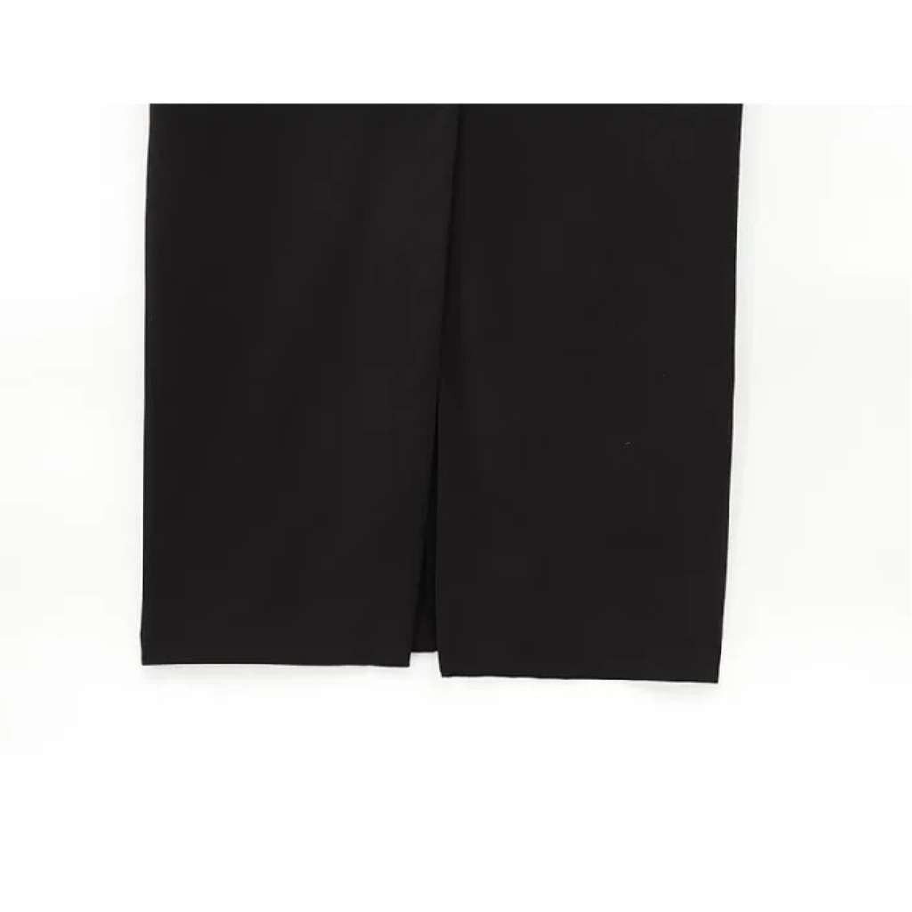 Vestido Midi Feminino Gola Redonda com Fenda e Cinto Raquel