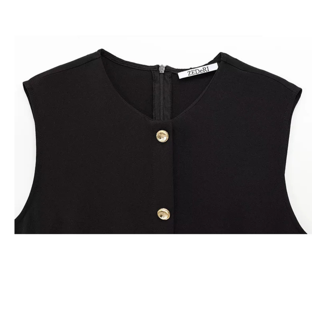 Vestido Midi Feminino Gola Redonda com Fenda e Cinto Raquel