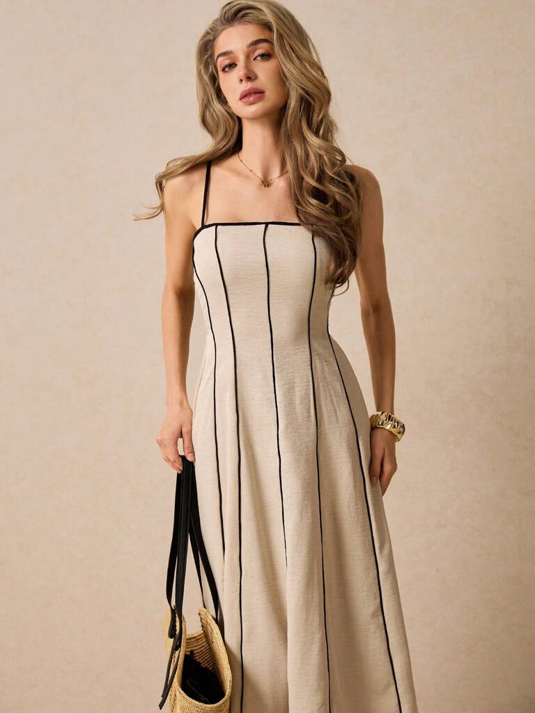 Vestido Midi Listras Contrastantes Amanda