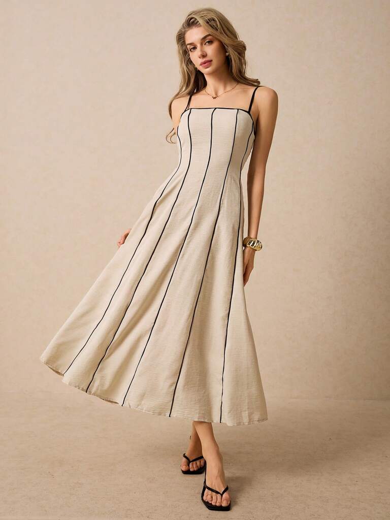 Vestido Midi Listras Contrastantes Amanda