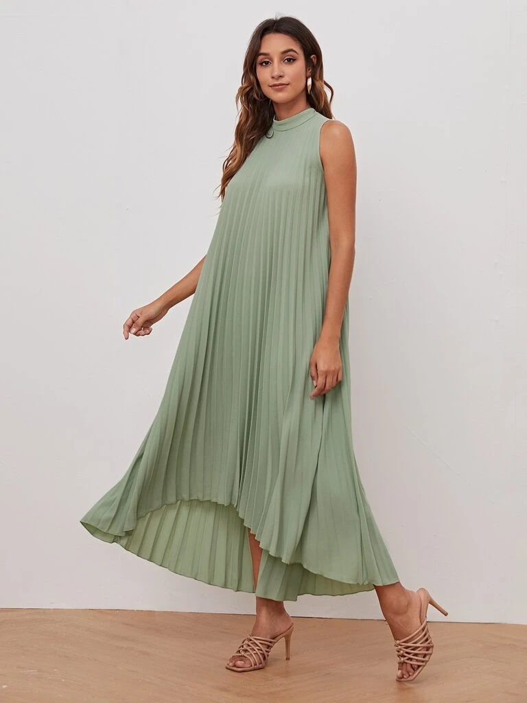 Vestido Verde Plissado Positano