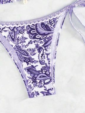 Biquíni 3 Peças Roxo com Branco Rakelly