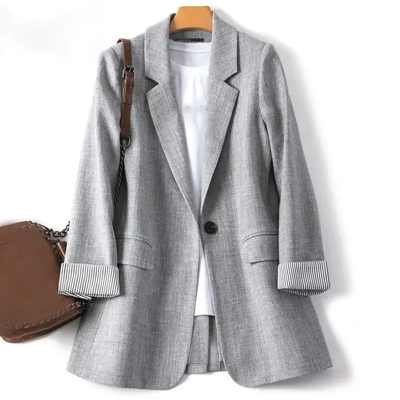 Blazer Feminino Alfaiataria Cinza Barcelona