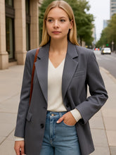 Blazer Feminino Alongado New Classic Cinza