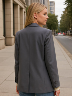 Blazer Feminino Alongado New Classic Cinza