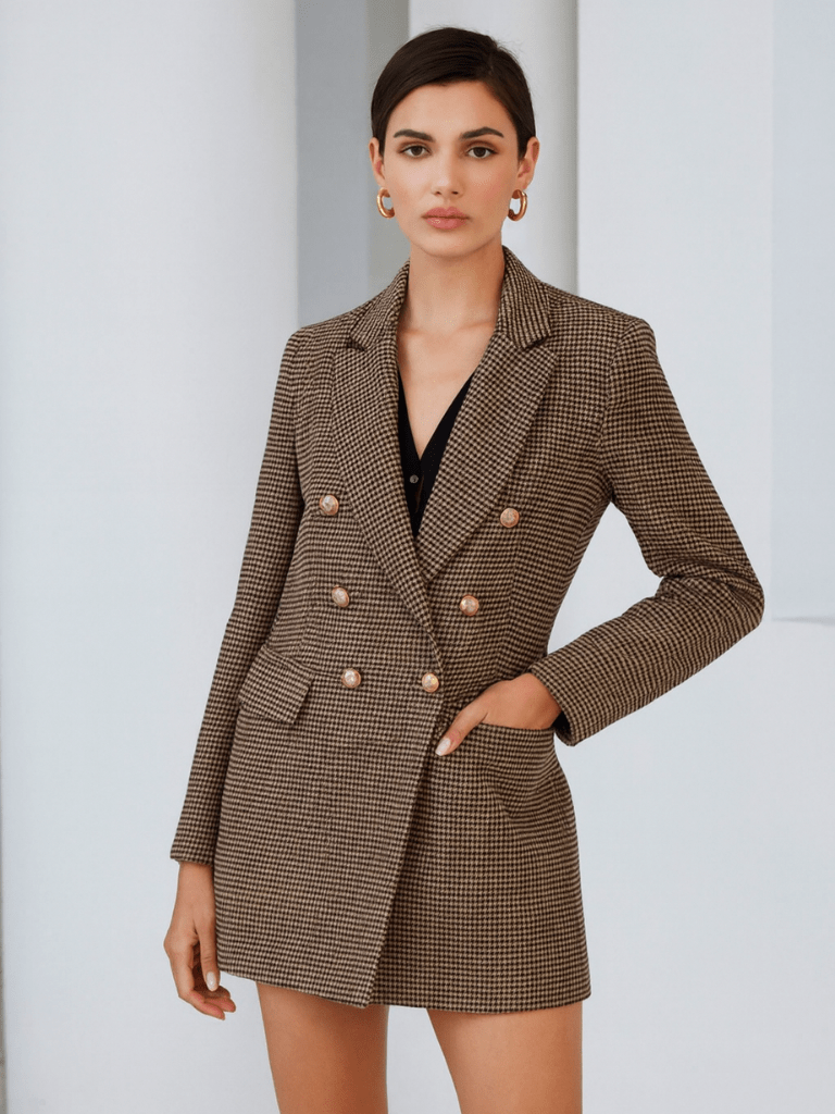 Blazer Feminino Aveloria Modichic com Estampa Xadrez