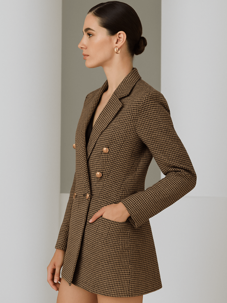 Blazer Feminino Aveloria Modichic com Estampa Xadrez