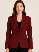 Blazer Feminino Elegante Retrô Gola Longa e Manga Longa Vermelho
